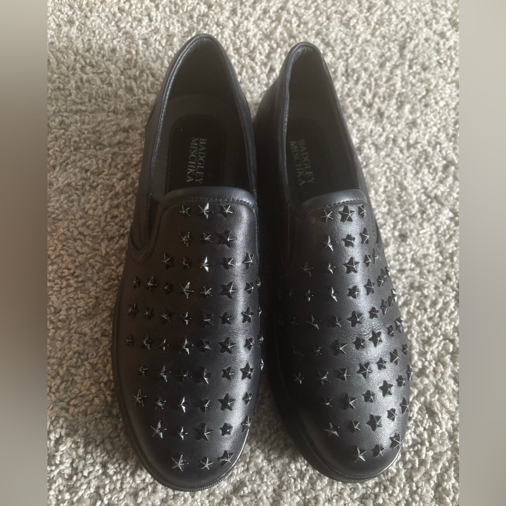 badgley mischka Black Star-Studded Men's Slip-On Shoes